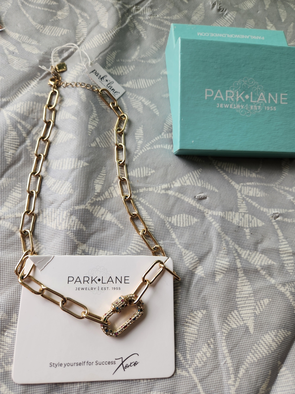 Park Lane Gold Link Necklace with Pavé Accent colored gems